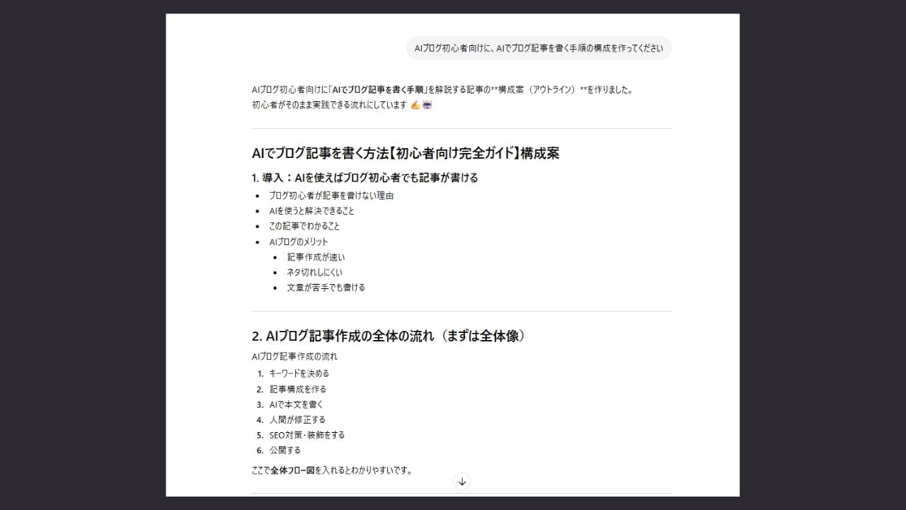 ChatGPTで記事構成を作る